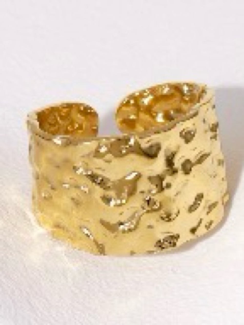 18k gold plated hammered wide modern adjustable ring for women